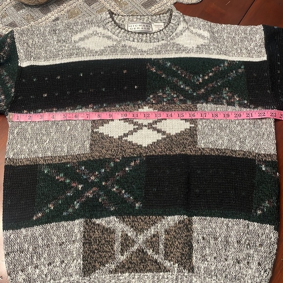 Vintage 80’s 90’s Michael Gerald men’s XL pattern geo retro grandpa sweater - Picture 5 of 6
